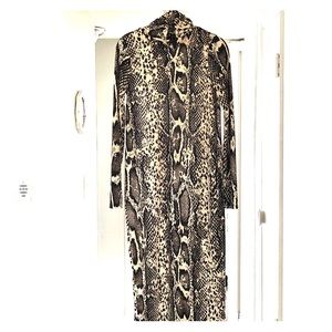 Snakeskin print long sleeve turtleneck dress